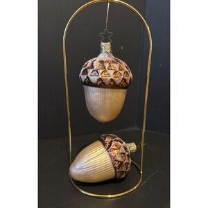 Old World Glass Acorn Christmas Holiday  Tree Ornaments Set Of‎ 2